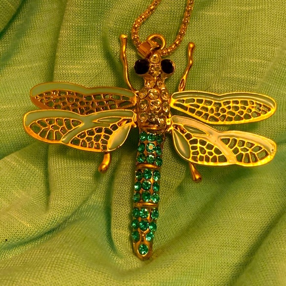 🛍large size blue dragonfly necklace 😃 - Picture 5 of 6